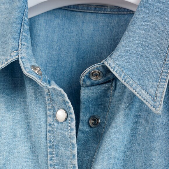 Brunello Cucinelli SS/22 Blue Monili-Trim Button-Down Long-Sleeved Denim Shirt - Picture 8 of 16